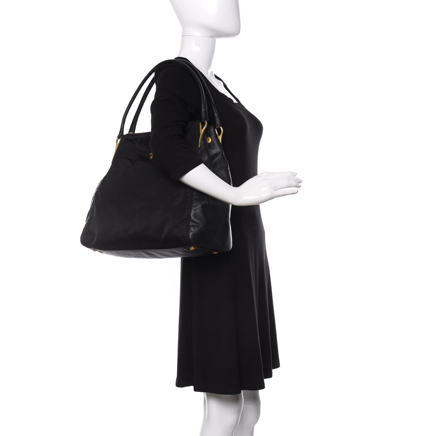 Tessuto Nylon Saffiano Tote Black