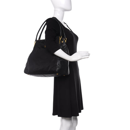 Prada Tessuto Nylon Saffiano Tote Black 2 of 14