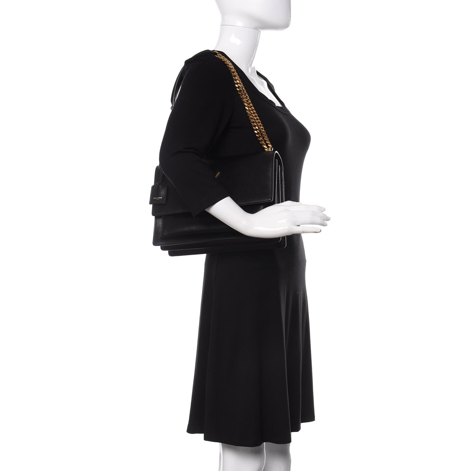 Saint Laurent Calfskin Large Monogram Sunset Black 2 of 11