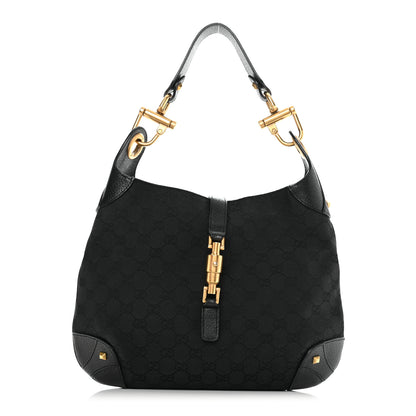 Gucci Monogram Piston Lock Jackie O Hobo Black 1 of 10