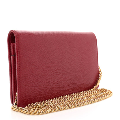 Gucci Dollar Calfskin Mini GG Marmont Chain Wallet Hibiscus Red 3 of 10