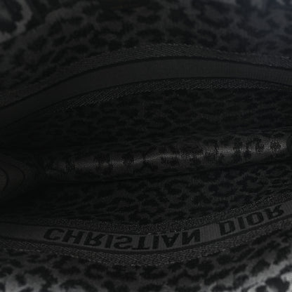Christian Dior Canvas Mizza Embroidered Large Leopard Book Tote Grey 5 of 11