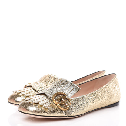 Gucci Galassia GG Marmont Fringe Flats 39.5 Platino 3 of 9