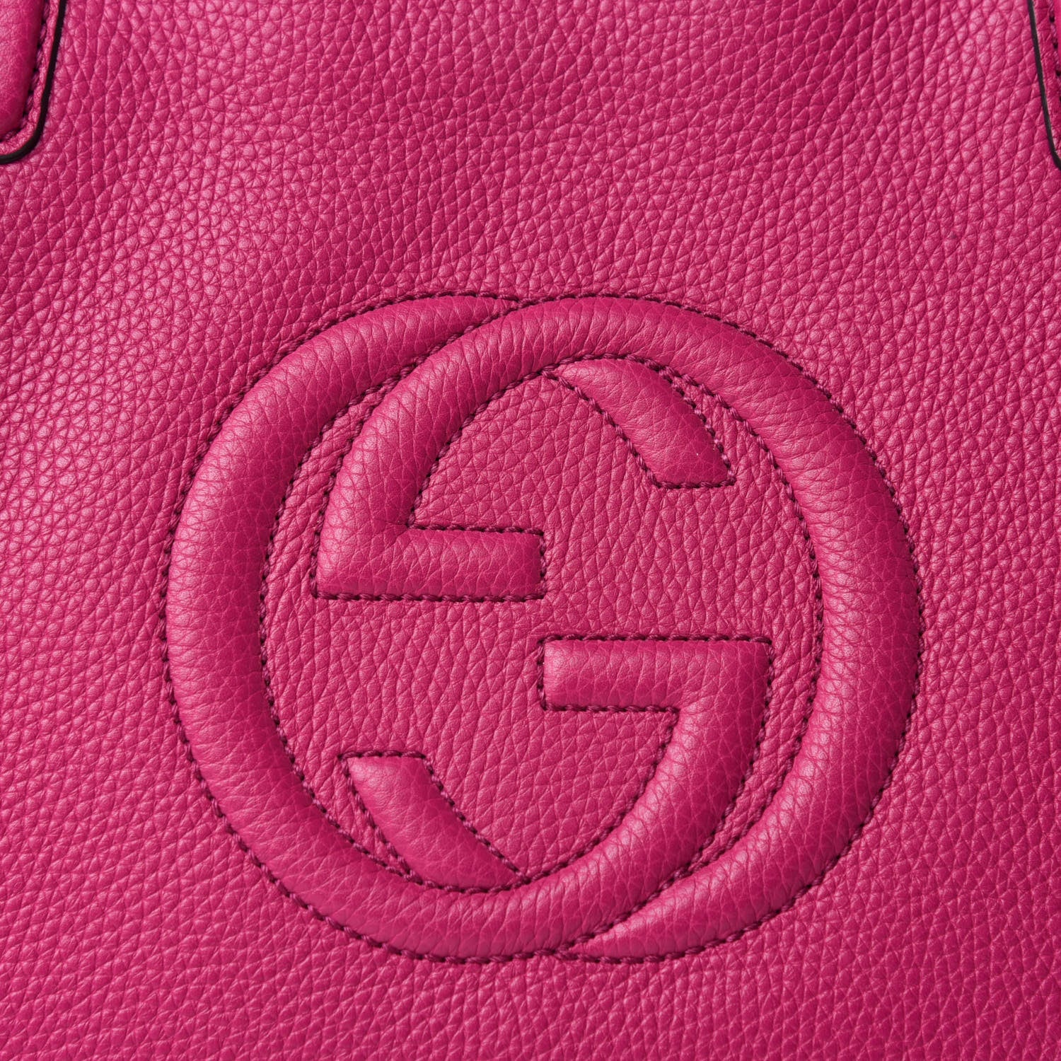 Gucci Pebbled Calfskin Small Soho Top Handle Bag Bright Bougainvillea 12 of 12