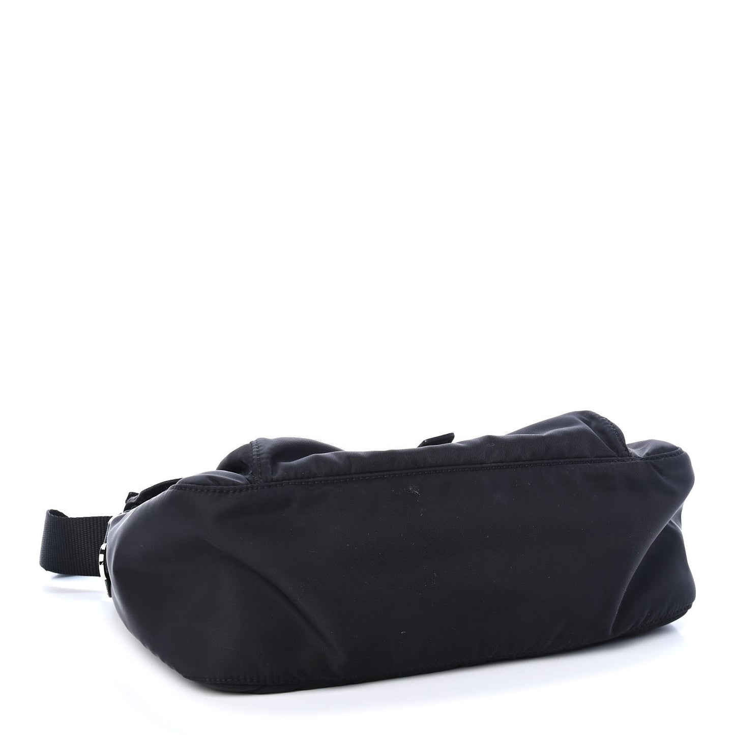 Nylon Vela Saffiano Single Buckle Messenger Shoulder Bag Black