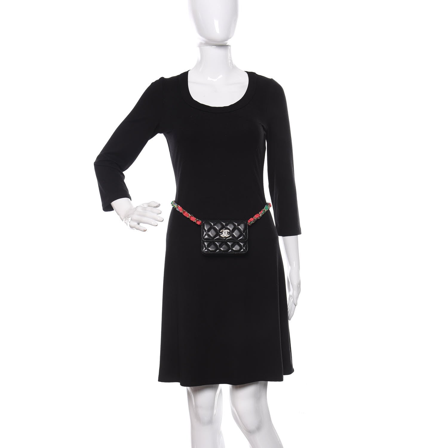 Chanel Shiny Lambskin Ribbon Quilted Flap Belt Bag Black 2 of 12
