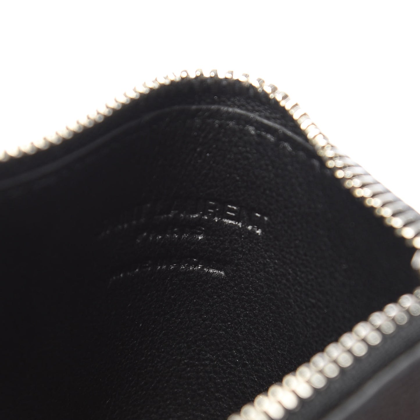 Grained Calfskin 5 Fragments Zip Pouch Card Holder Black