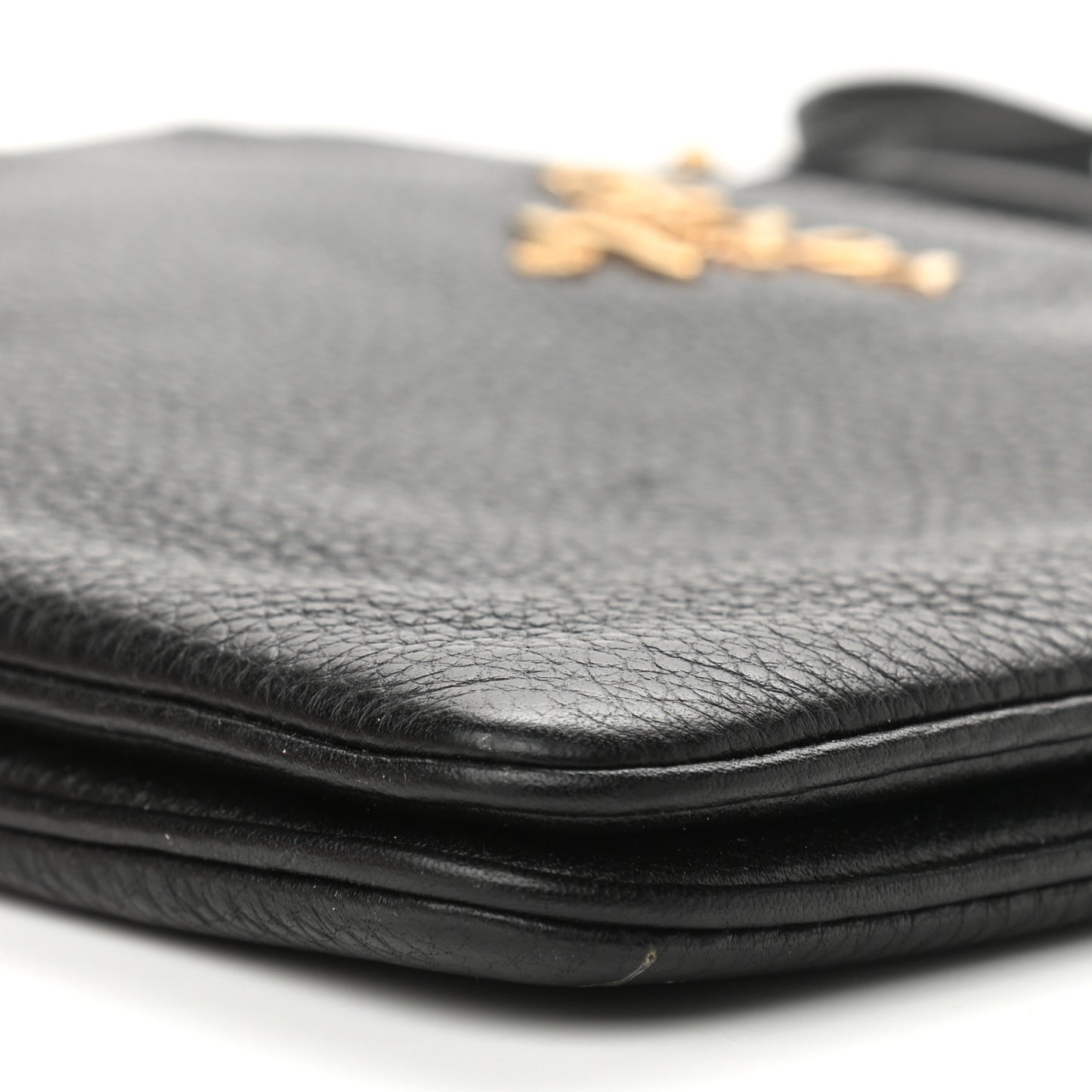 Vitello Daino Double Zip Crossbody Bag Black