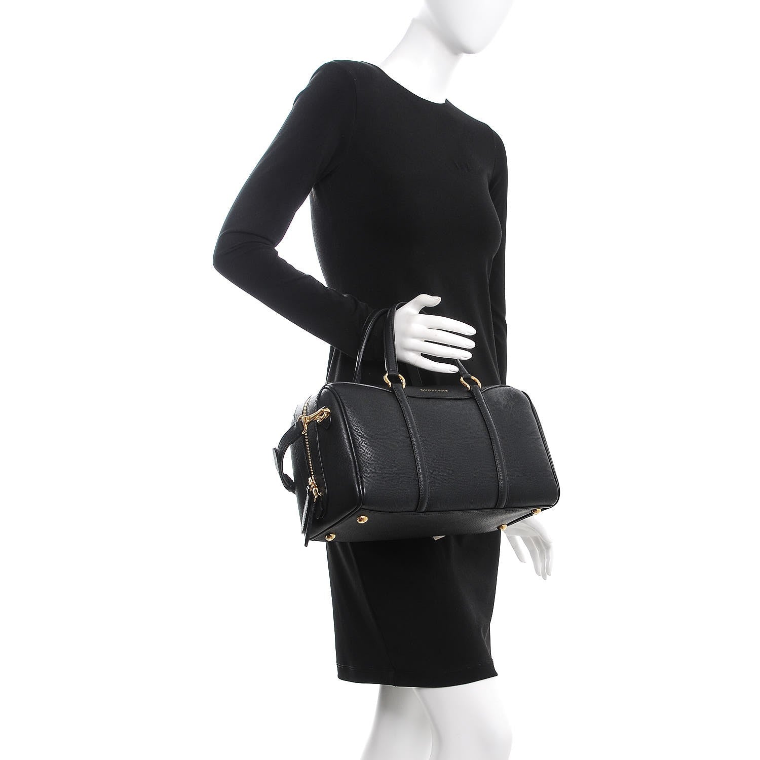 Burberry Derby Calfskin Medium Alchester Bowling Bag Black 3 of 8
