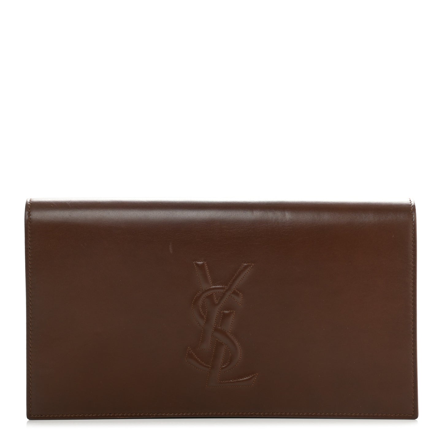 Calfskin Monogram Large Belle De Jour Clutch Brown