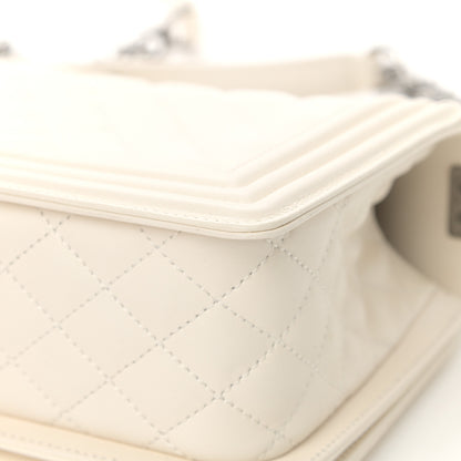 Chanel Lambskin Quilted Chevron Medium Boy Flap White 11 of 16