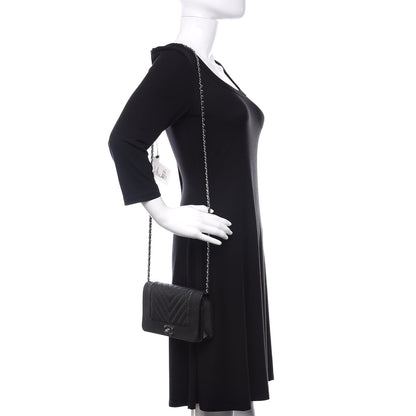 Chanel Caviar Chevron Quilted Vintage Mademoiselle Wallet On Chain WOC Charcoal 2 of 10