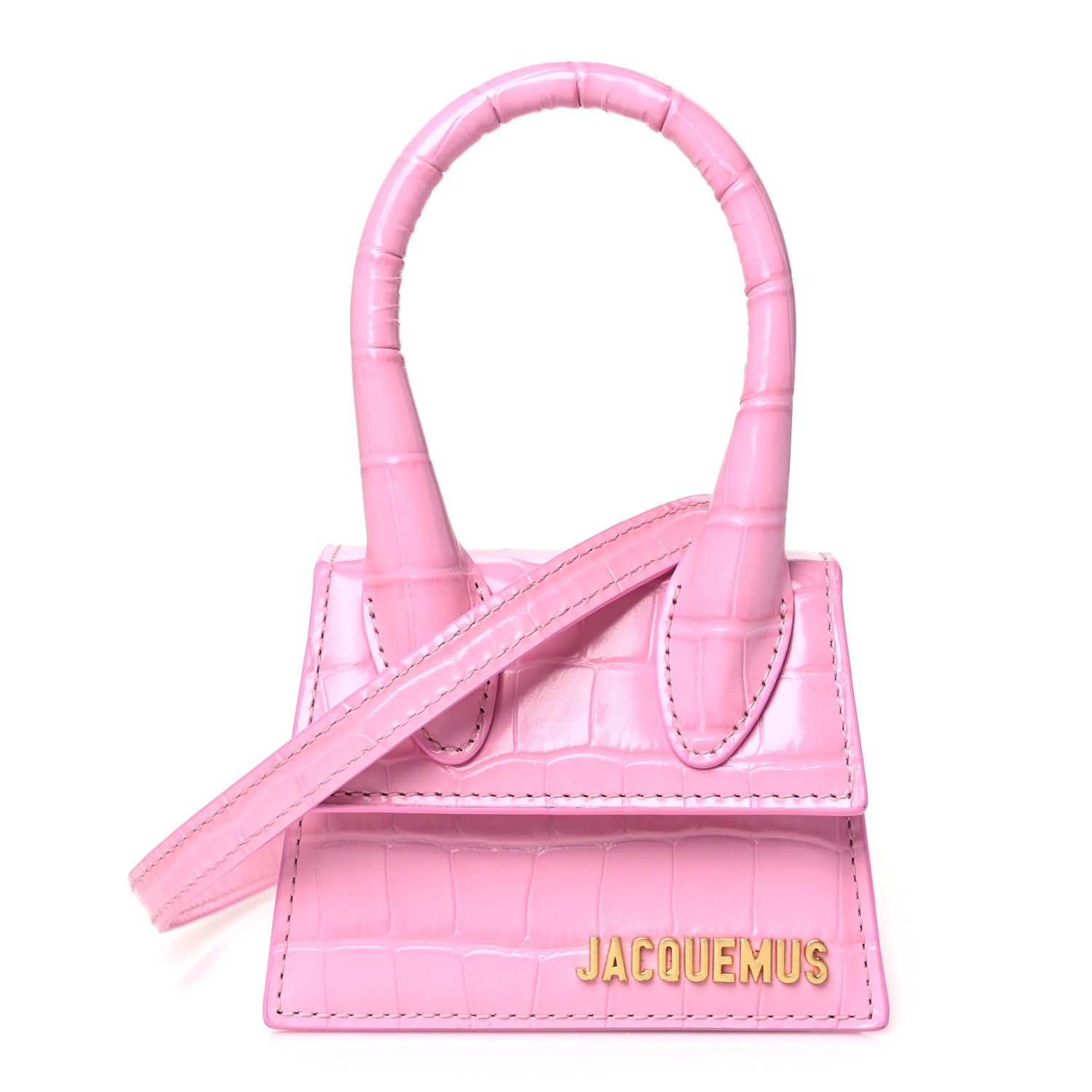 Jacquemus Calfskin Crocodile Embossed Le Chiquito Pink 1 of 9