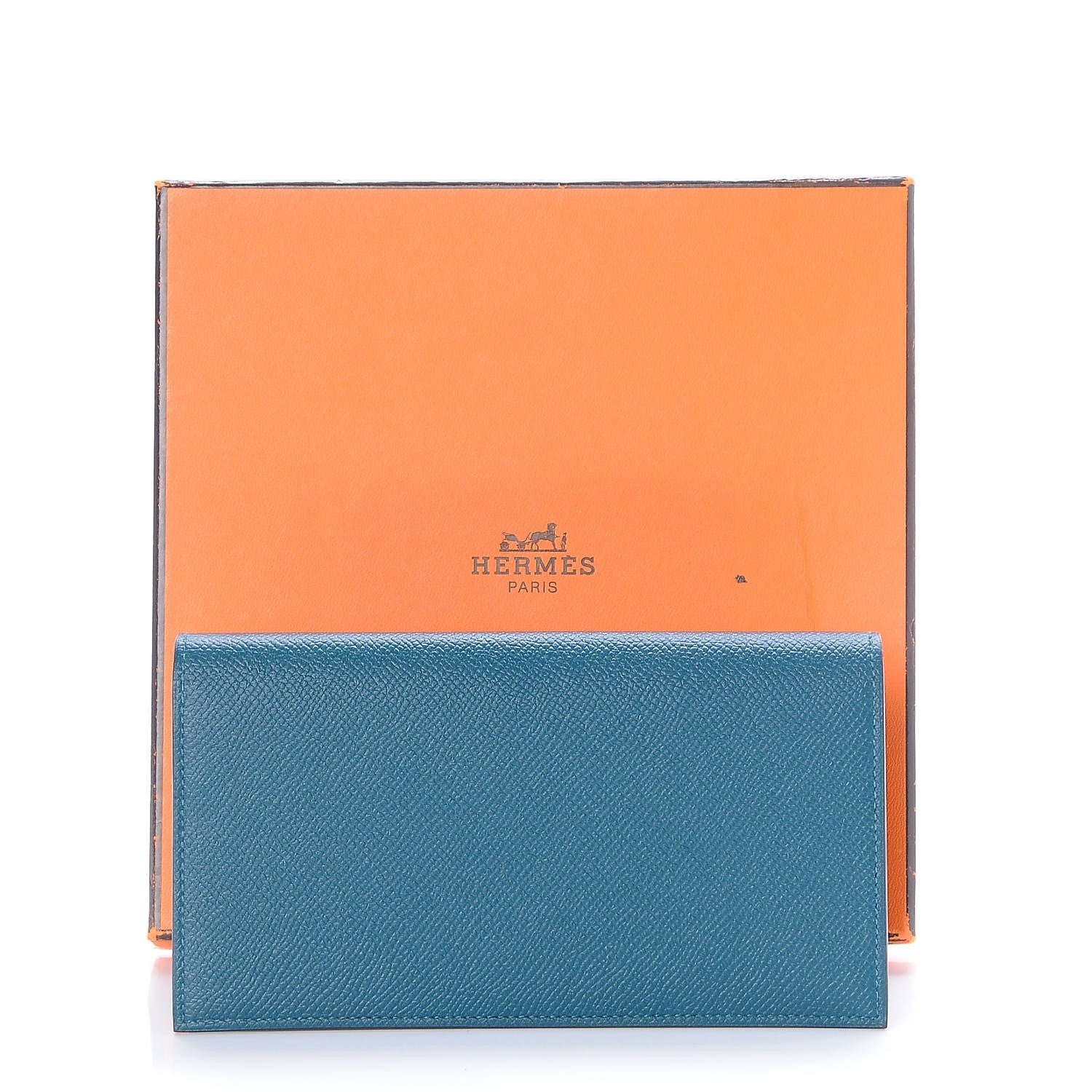 Hermes Epsom Citizen Twill Long Combined Wallet Colvert Orange Ciel 9 of 9