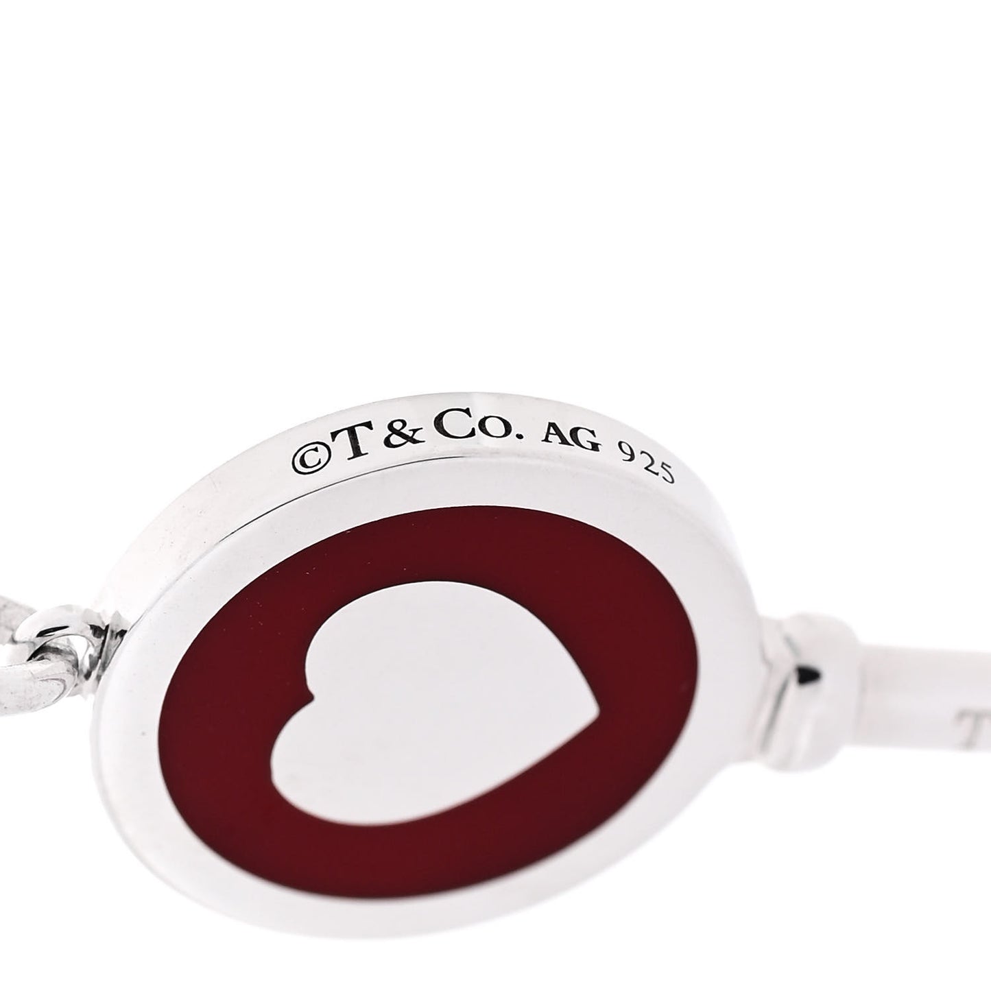 Sterling Silver Enamel Heart Key Pendant Red