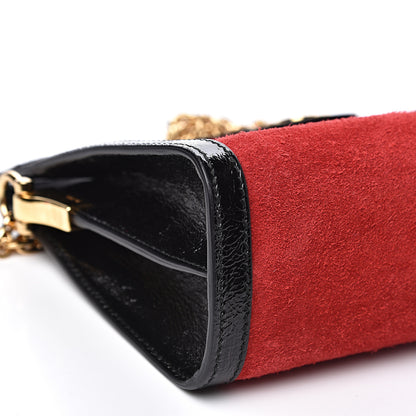 Gucci Suede Patent Web Small Ophidia Chain Shoulder Bag Hibiscus Red Black 9 of 12