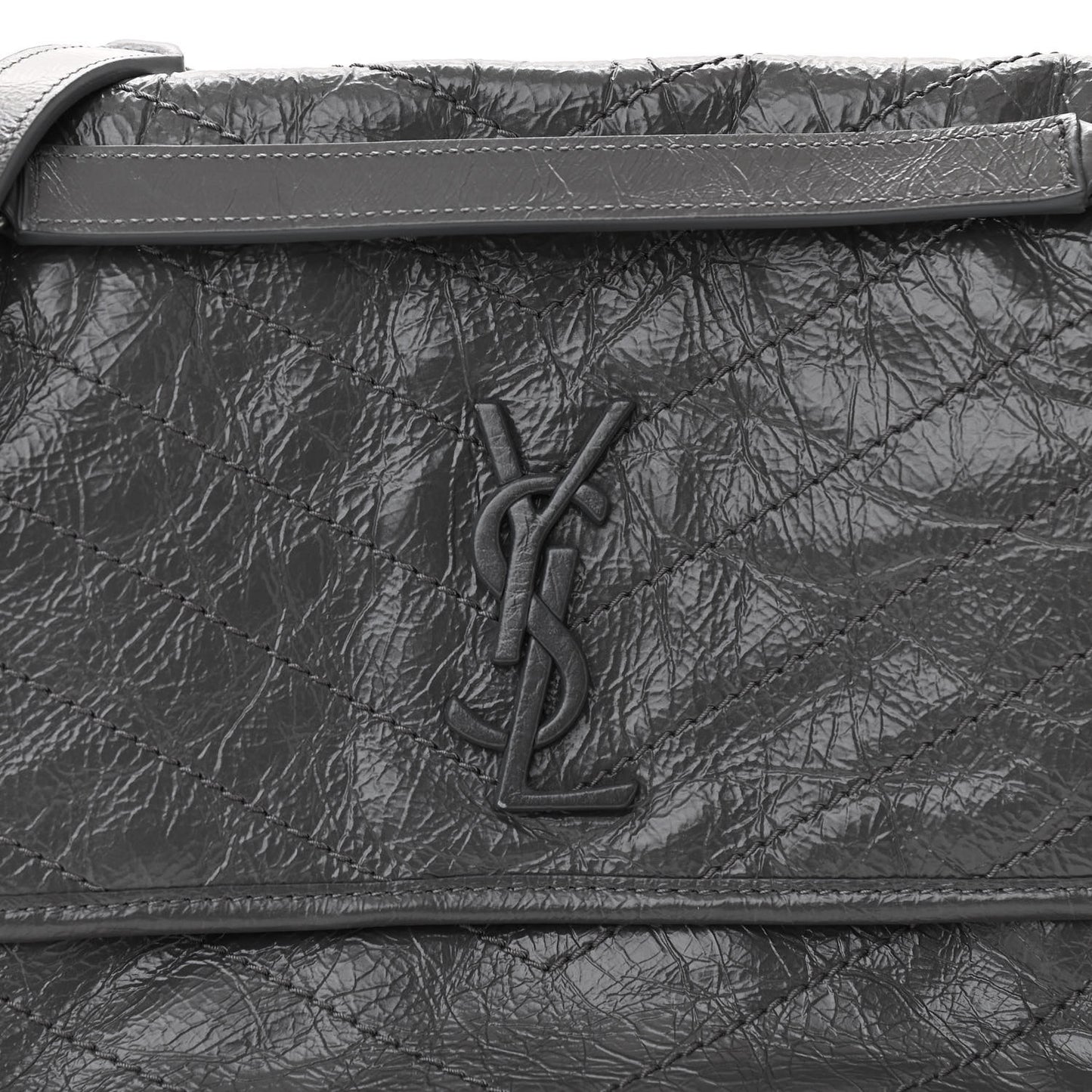 Crinkled Calfskin Matelasse Monogram Medium Niki Chain Satchel Storm