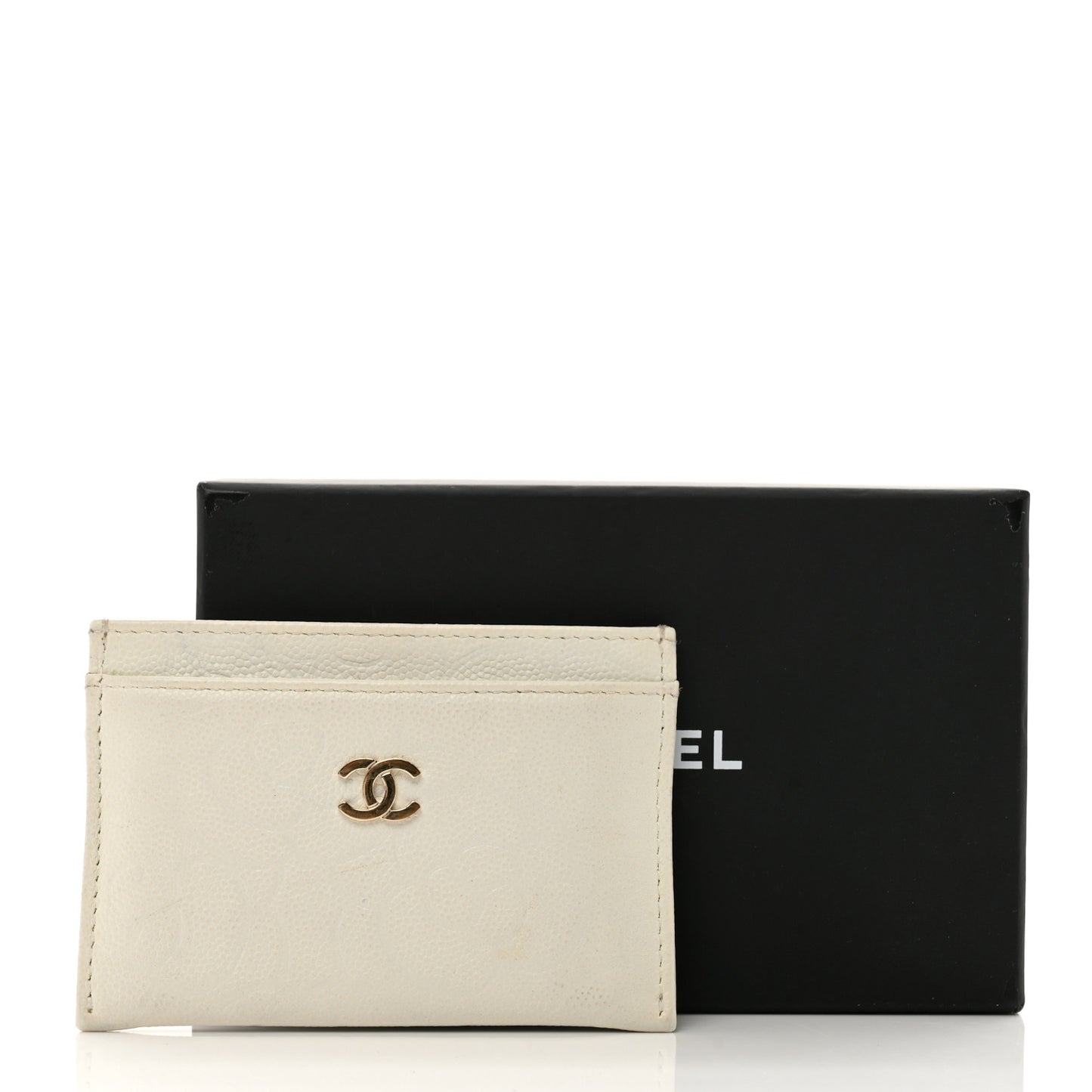 Caviar Camellia Embossed Card Holder White