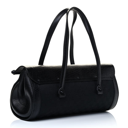 Gucci Monogram Bamboo Bullet Satchel Black 2 of 4