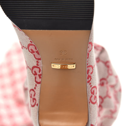 Gucci Monogram Over The Knee Boots 36 Gardenia Hibiscus Red 6 of 6