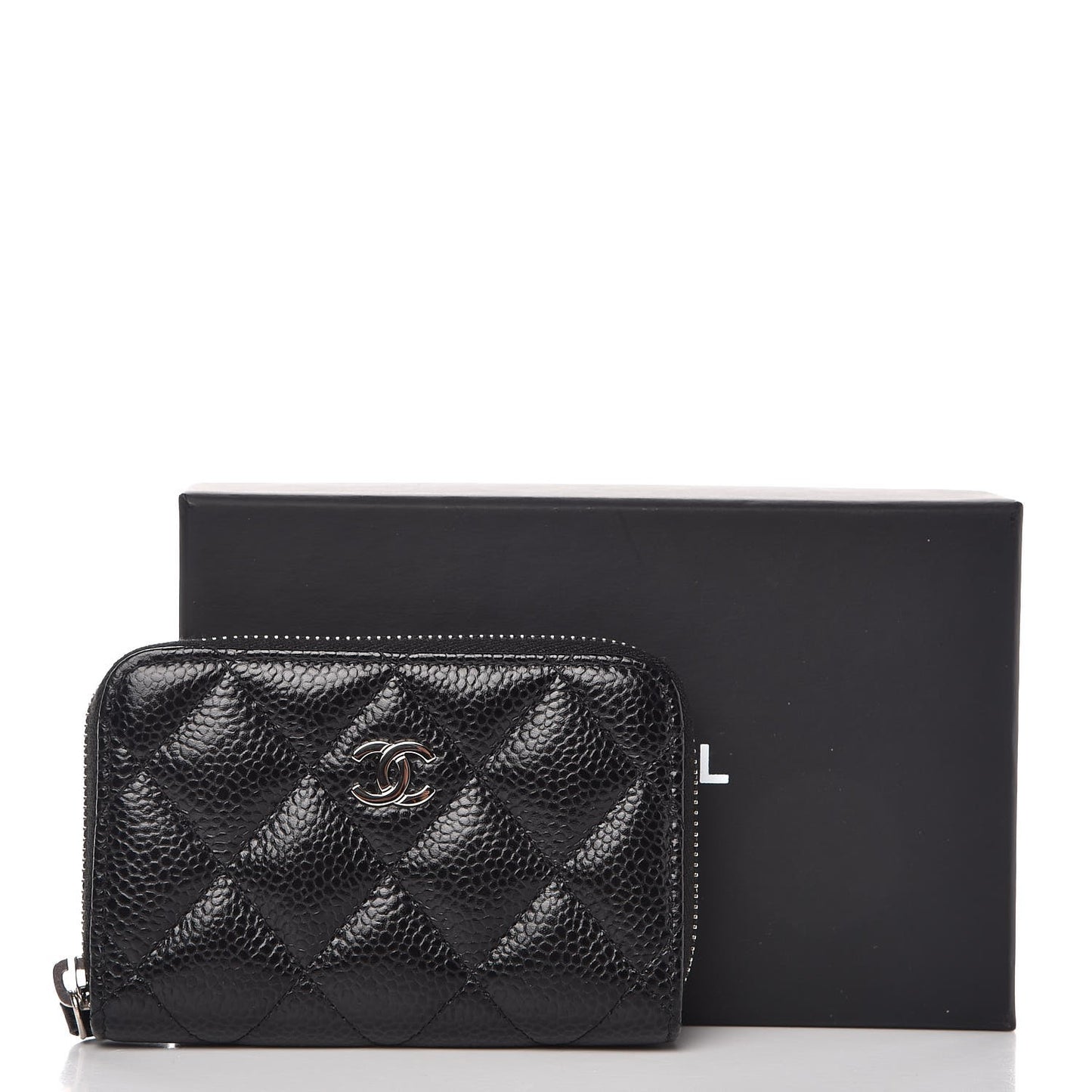 Caviar Quilted Zip Coin Purse Black