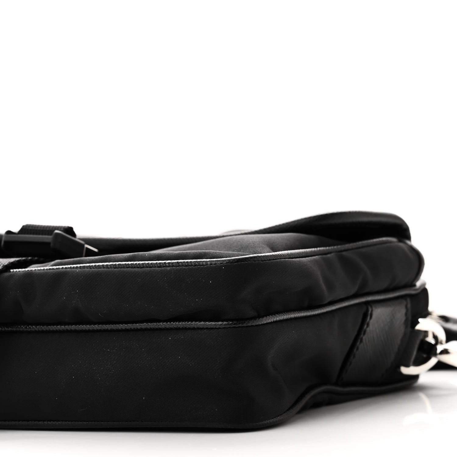 Prada Re-Nylon Saffiano Pocket Single Snap Buckle Shoulder Bag Black 10 of 10