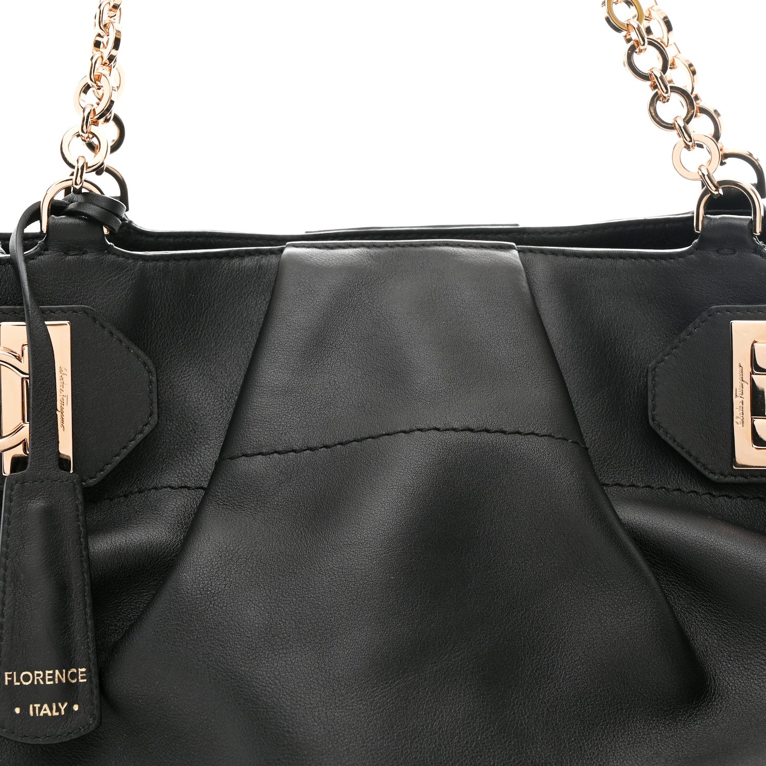 Salvatore Ferragamo Calfskin Gancini Tote Bag Black 8 of 10