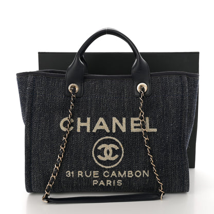 Chanel Denim Small Deauville Tote Dark Blue White 12 of 12