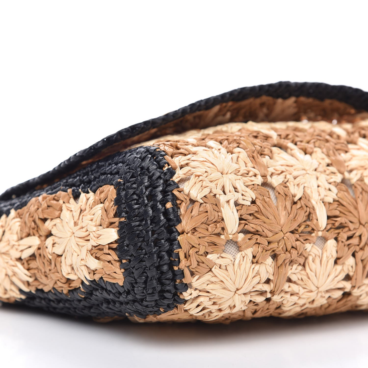 Gucci Raffia Azalea Calfskin Crochet Flower Small GG Marmont Shoulder Bag Natural Ecru Black 6 of 10