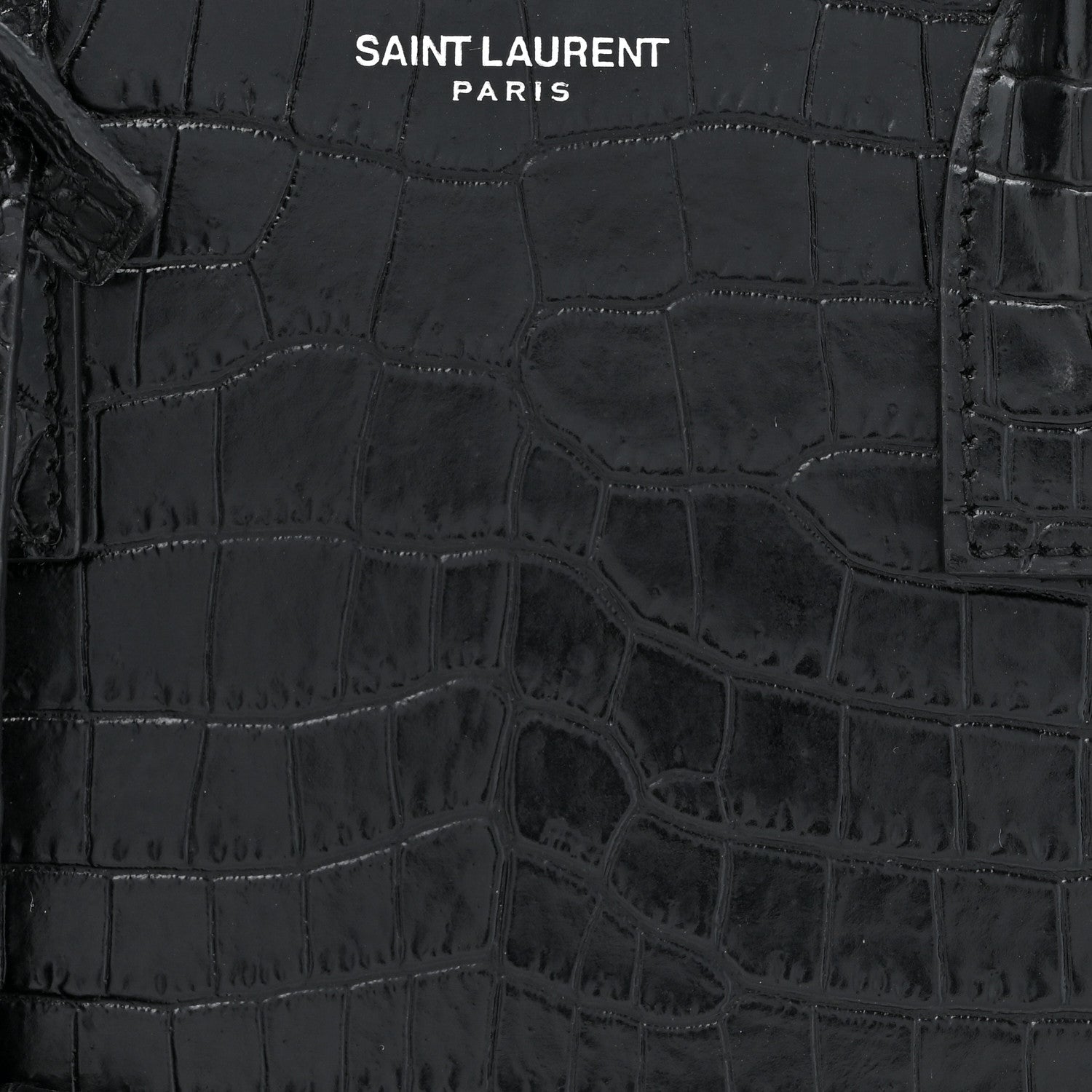 Saint Laurent Calfskin Crocodile Embossed Baby Sac De Jour Black 7 of 13