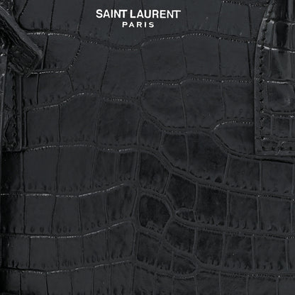 Saint Laurent Calfskin Crocodile Embossed Baby Sac De Jour Black 7 of 13