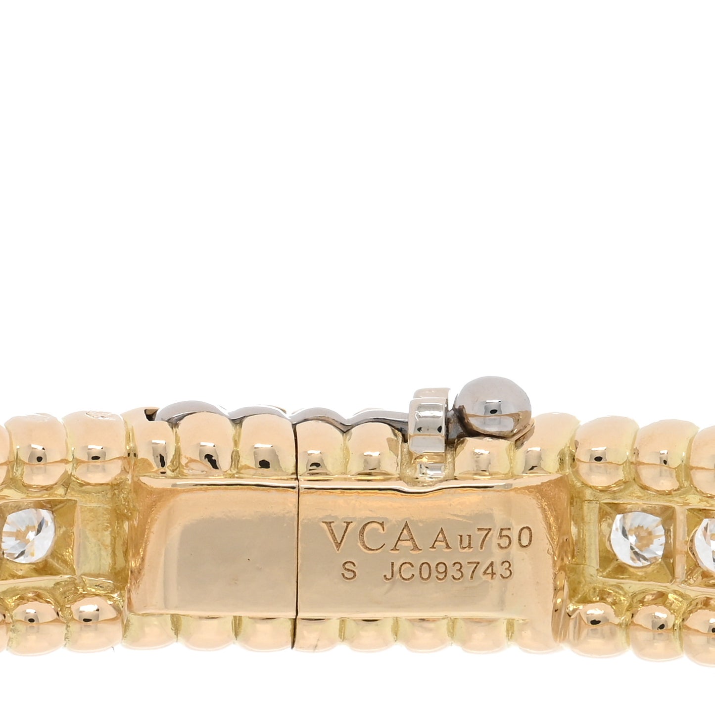 18K Yellow Gold Diamond Perlee 1-Row Bangle Bracelet S