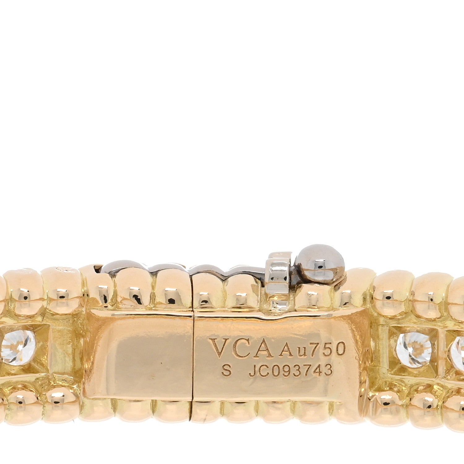 Van Cleef & Arpels 18K Yellow Gold Diamond Perlee 1-Row Bangle Bracelet S 3 of 4