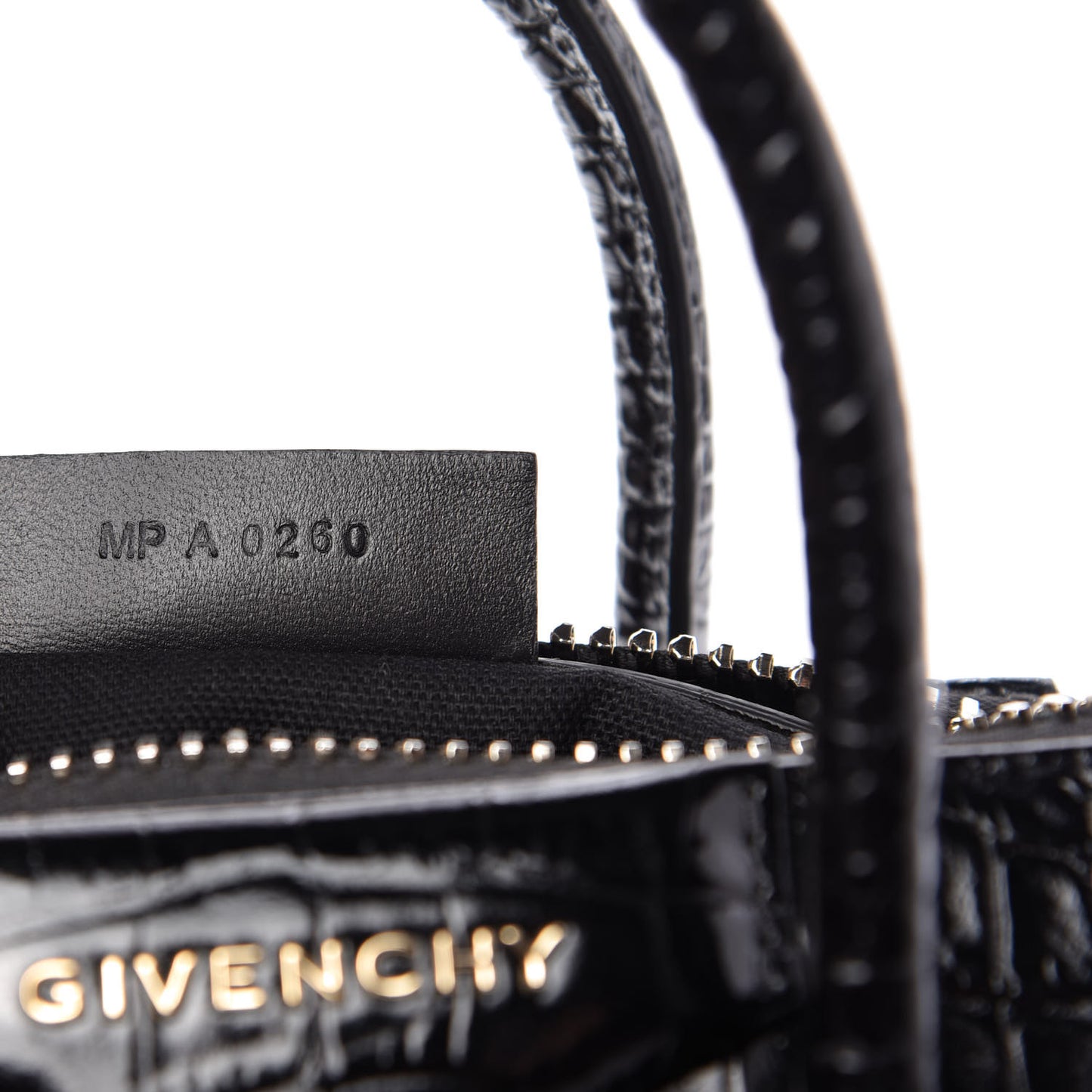 Calfskin Crocodile Embossed Mini Antigona Black