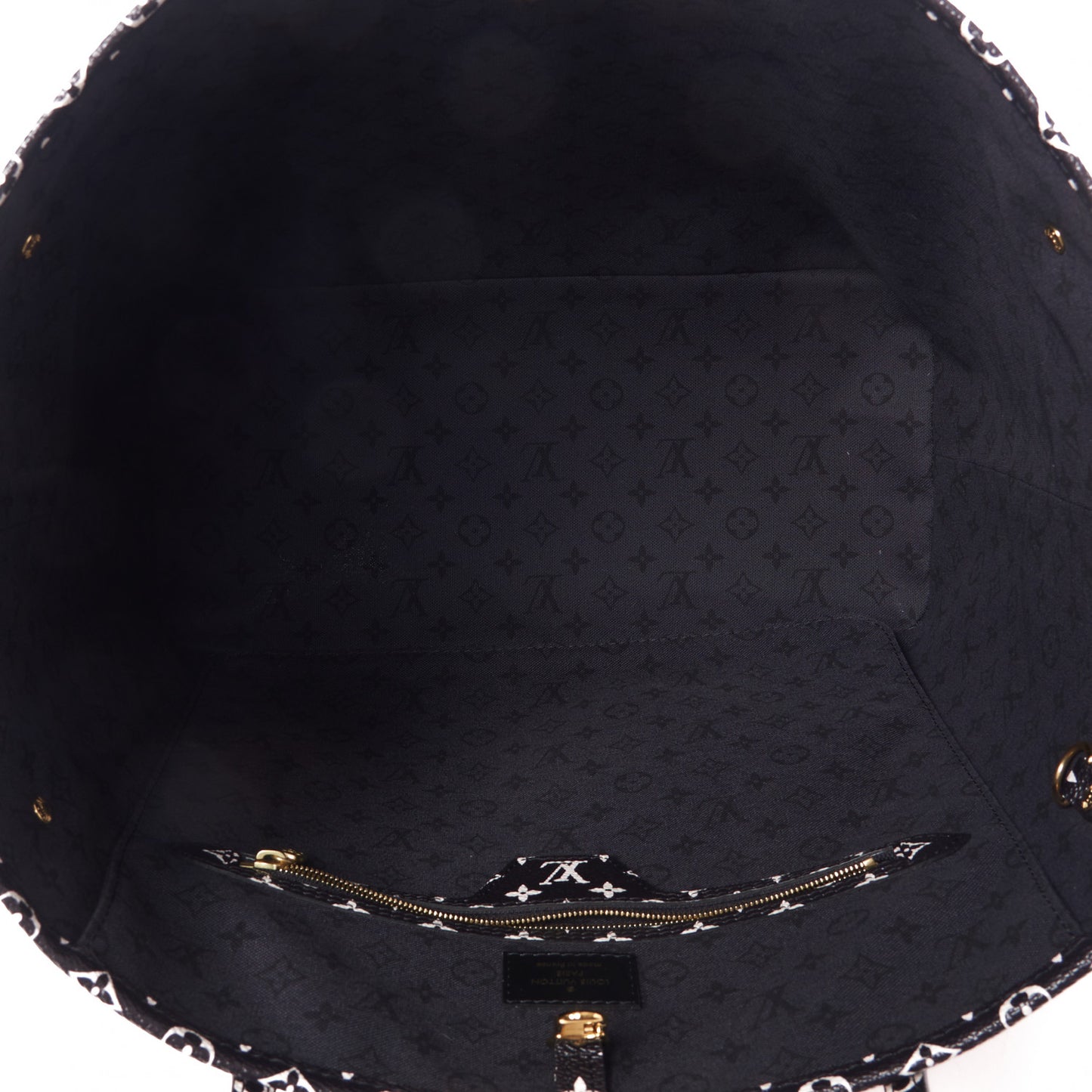 Monogram Giant Crafty Neverfull MM Creme Rouge Black