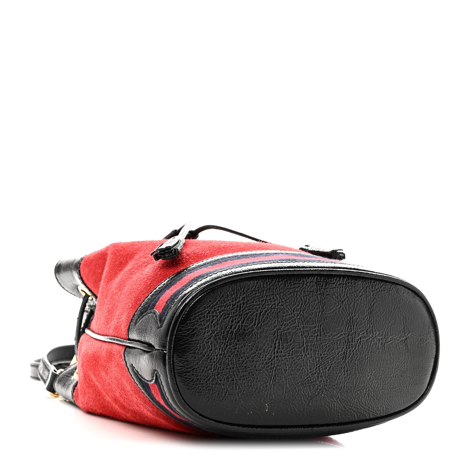 Gucci Suede Patent Web Small Ophidia Bucket Bag Hibiscus Red Black 4 of 10
