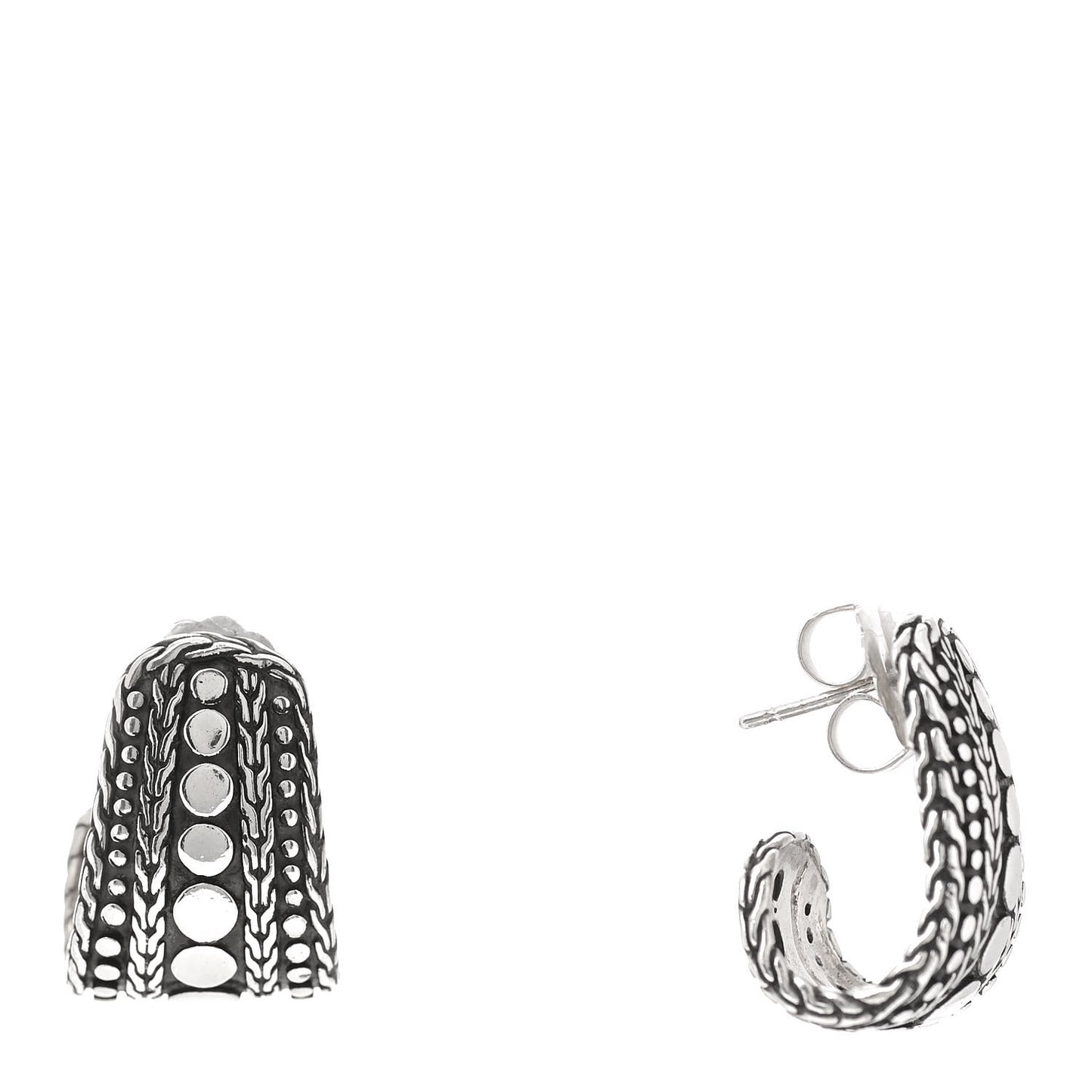 Sterling Silver Dot Nuansa J Hoop Earrings
