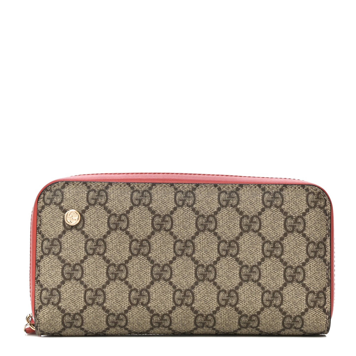 GG Supreme Monogram Zip Around Wallet Coral