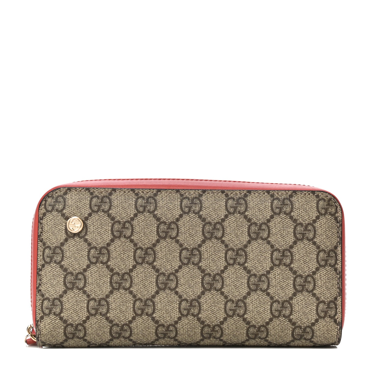 Gucci GG Supreme Monogram Zip Around Wallet Coral 1 of 10