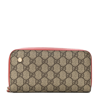 Gucci GG Supreme Monogram Zip Around Wallet Coral 1 of 10