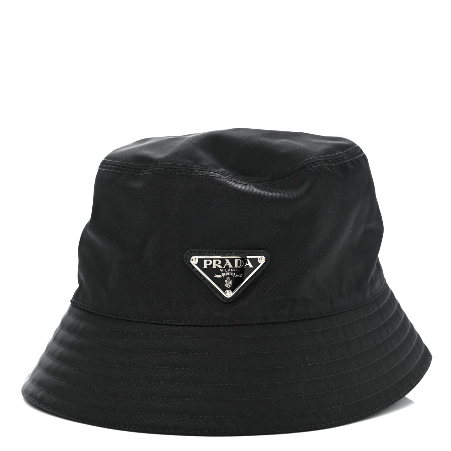 Re-Nylon Metal Triangle Logo Mens Bucket Hat S Black