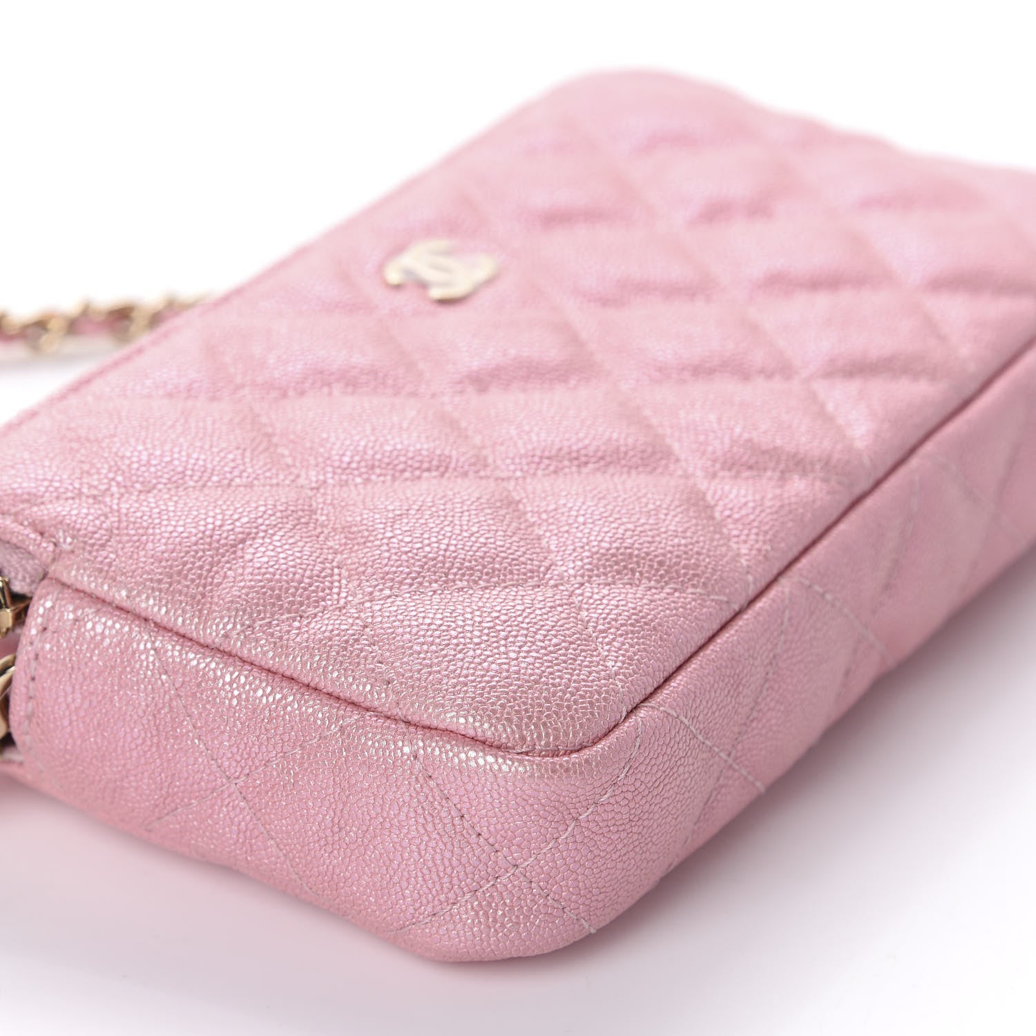 Chanel Iridescent Caviar Quilted Small Clutch With Chain Pink 6 of 12