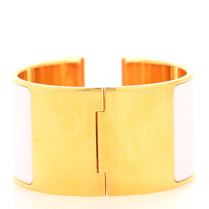 Hermes Enamel Extra Wide Clic Clac H Bracelet PM Rose White 3 of 5