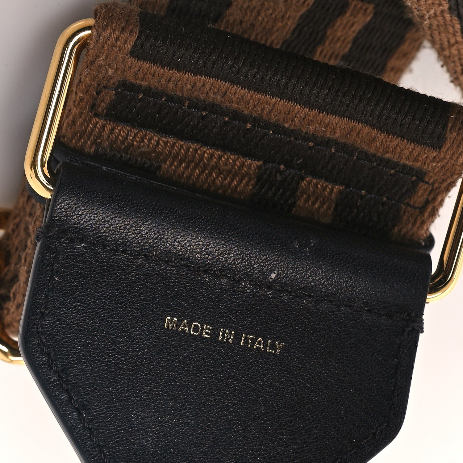 Fendi Jacquard Ribbon Vitello King FF Adjustable Strap You Fango Marrone Black 4 of 4