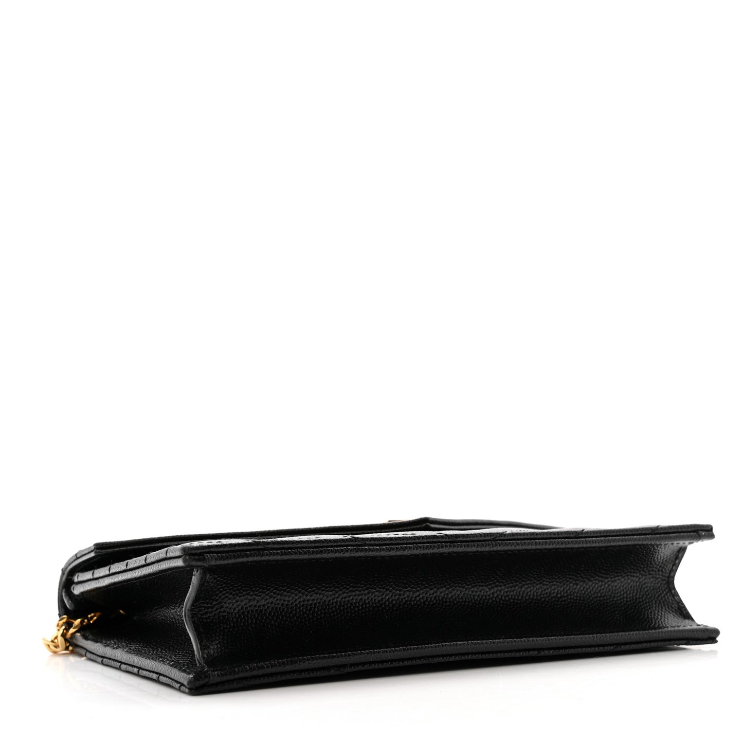 Grain De Poudre Matelasse Chevron Monogram Envelope Chain Wallet Black