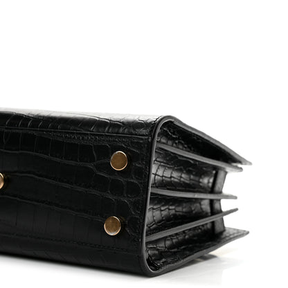 Saint Laurent Calfskin Crocodile Embossed Nano Sac De Jour Black 10 of 14