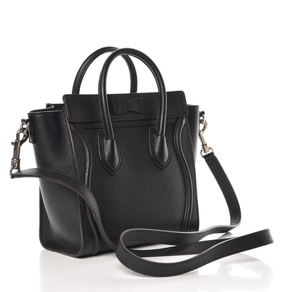 Celine Drummed Calfskin Nano Luggage Black 3 of 11