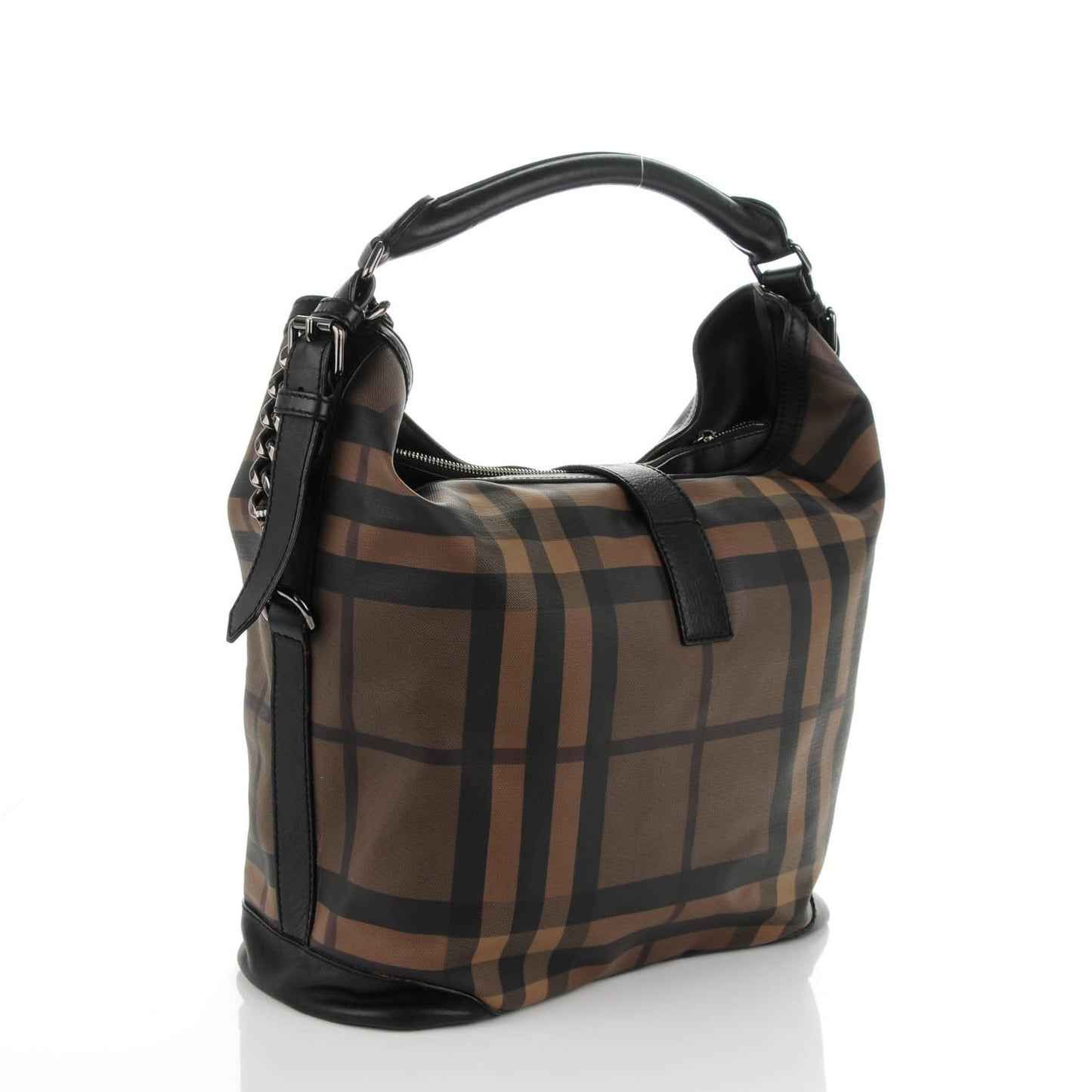 Smoked Check Large Chain Hobo Black