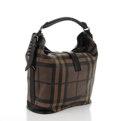 Burberry Smoked Check Large Chain Hobo Black 3 of 9