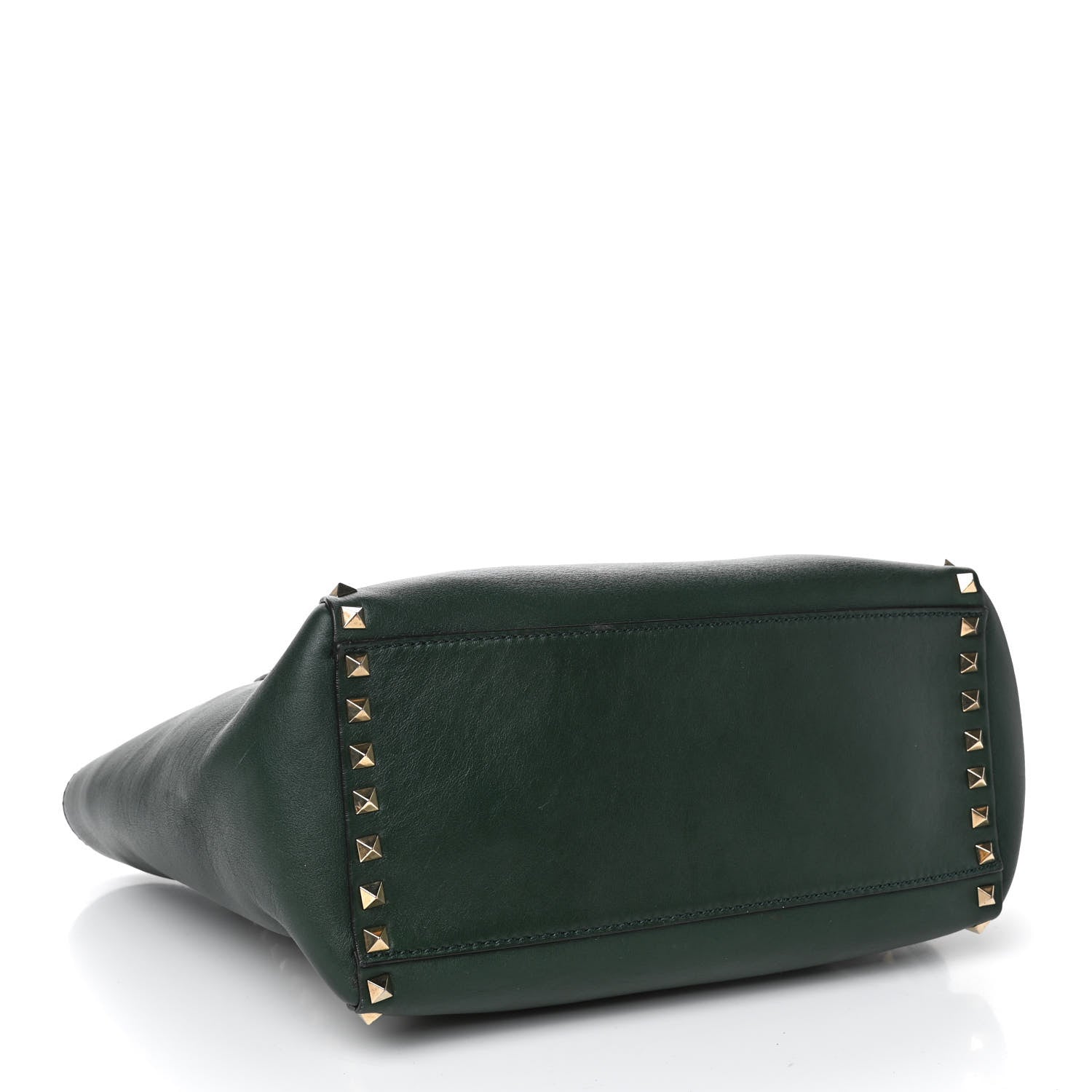 Valentino Garavani Vitello Rockstud Double Handle Tote Green 3 of 4